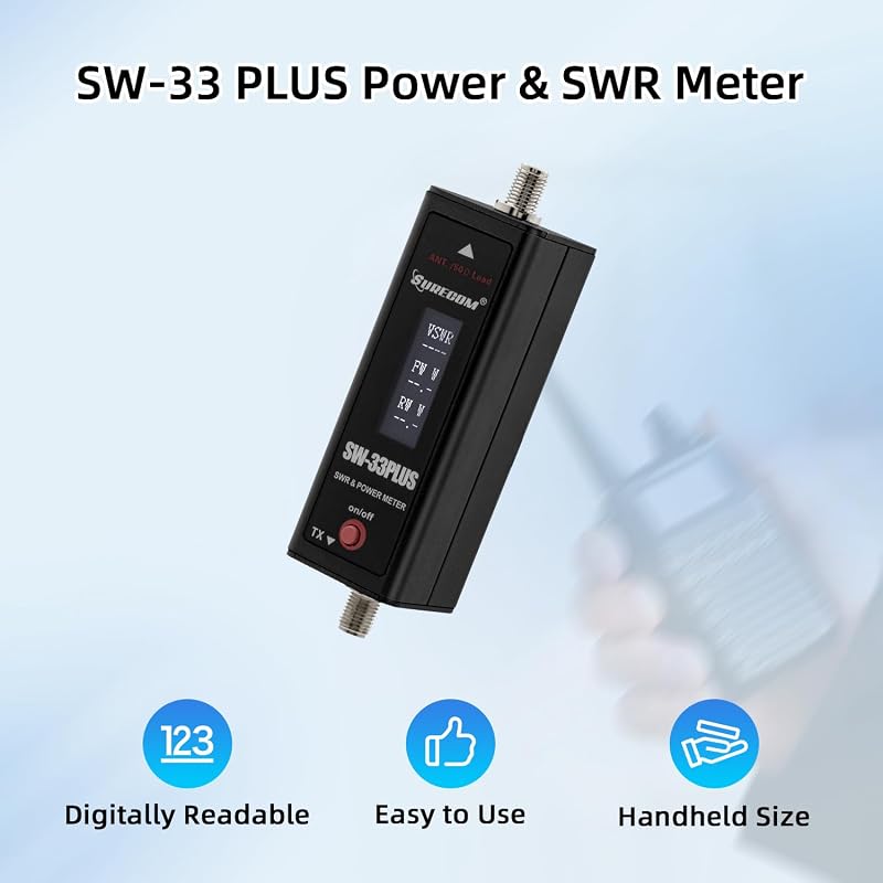 Radio VHF UHF 100W 125-525 MHz medidor SWR portátil negro