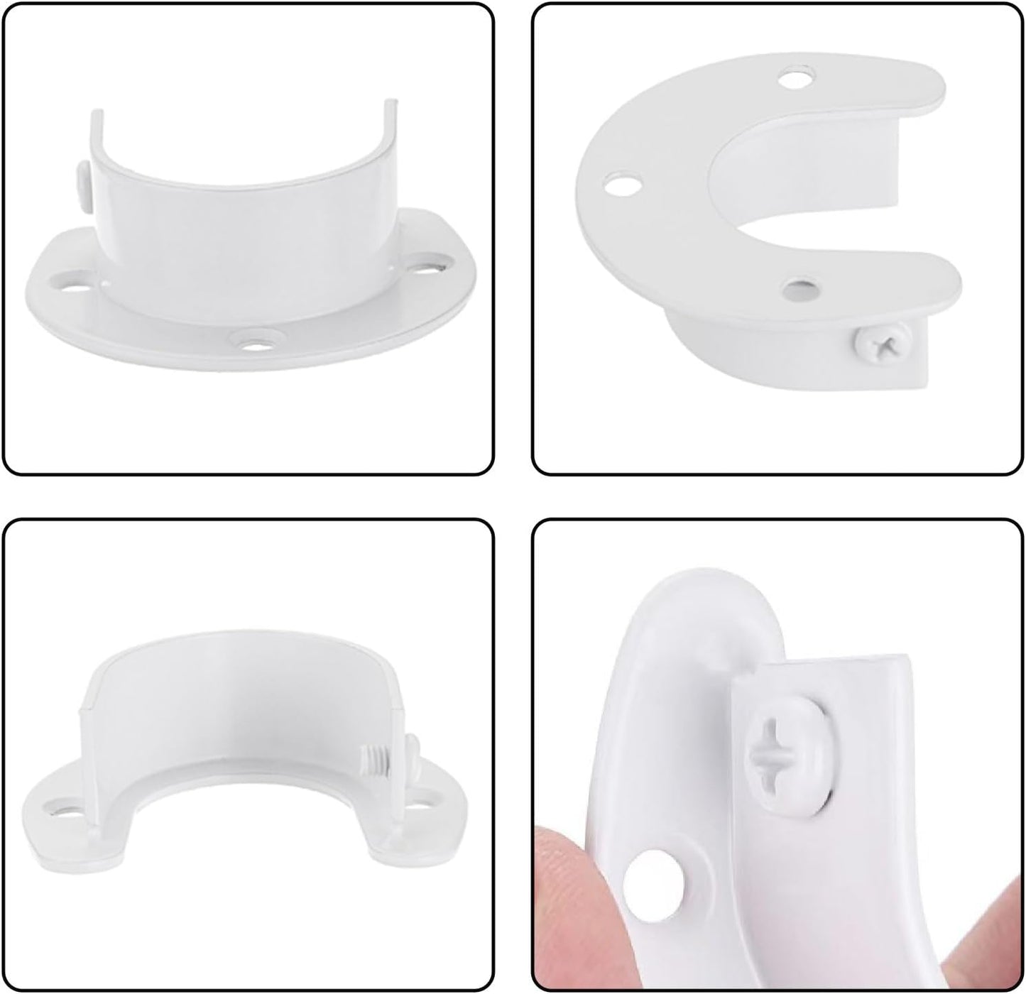 6 Soportes Barra Armario Pared Acero Inox 1.25" Blanco