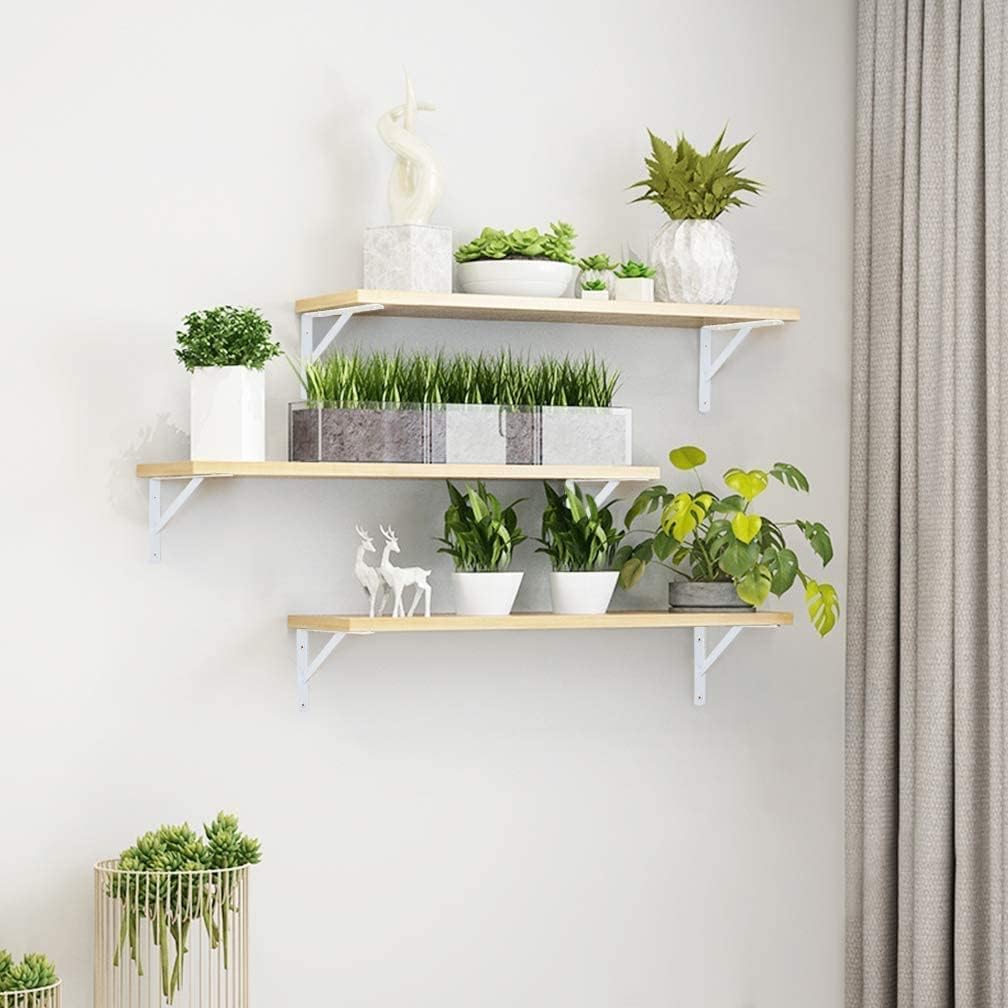 Soportes metal triangulares 6pulg pack 4 estantes flotantes blanco
