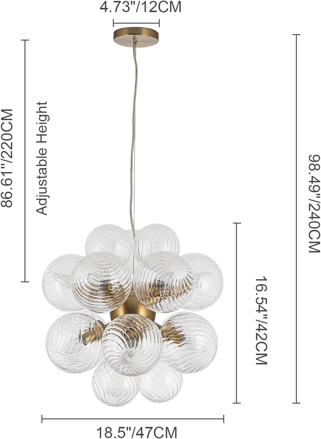 Lámpara colgante de vidrio trenzado 12 luces para comedor