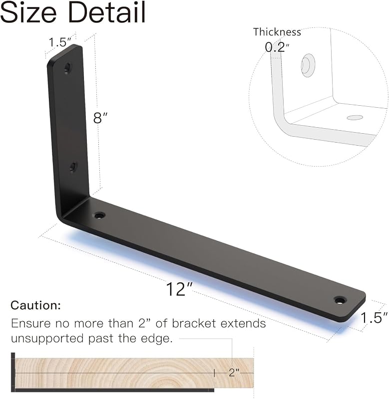 6 Soportes Flotantes Pared Acero Negro 12"