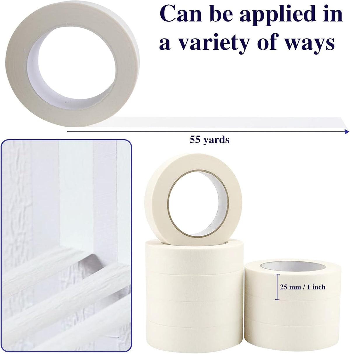 Cinta adhesiva 1pulg 12 rollos para pintor manualidades