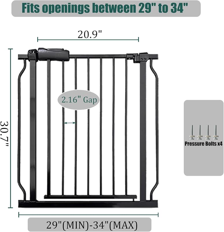 Puerta bebé para escaleras y mascotas 29-34" color negro