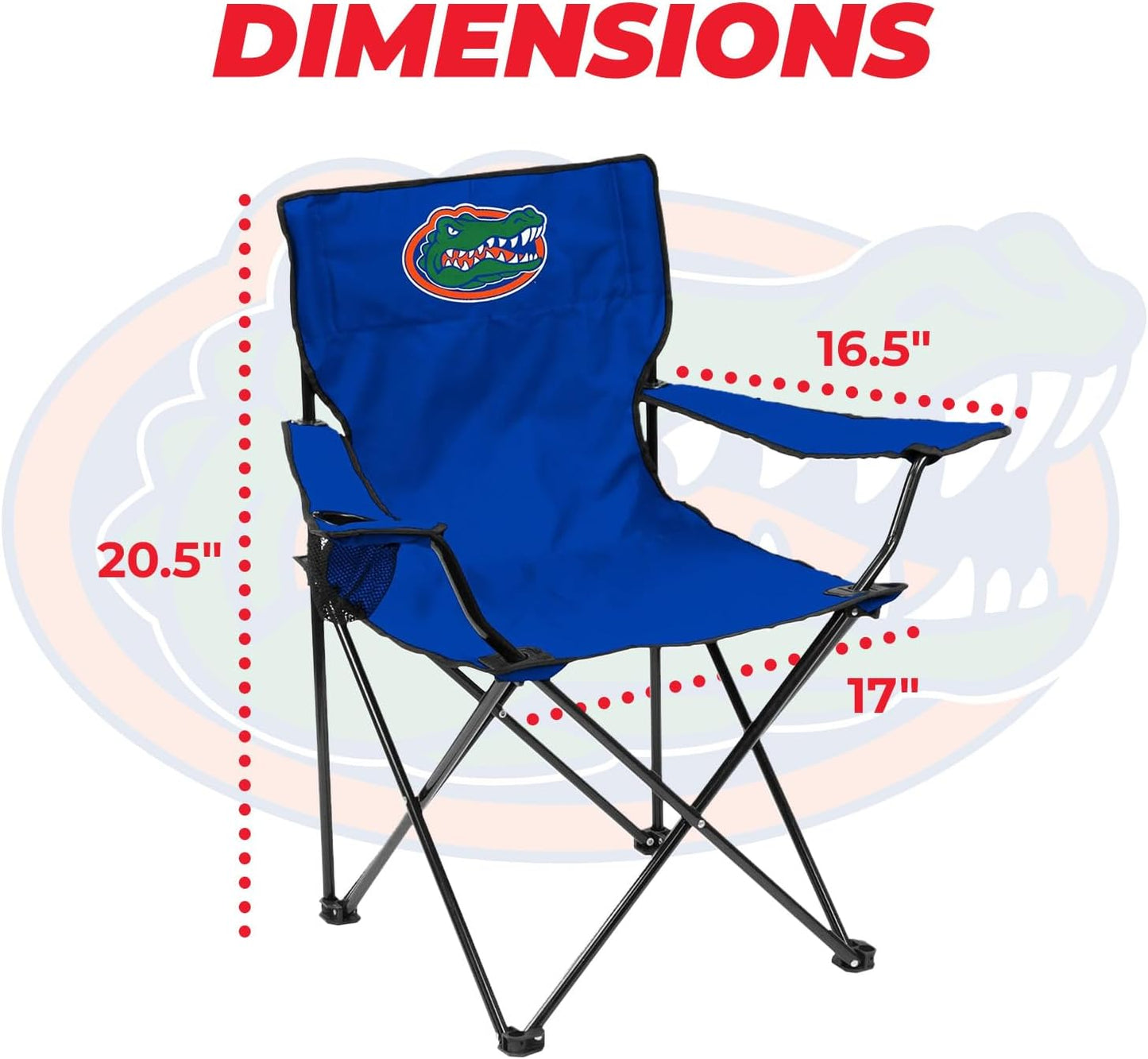 Silla plegable NCAA Quad con reposabrazos y portavasos