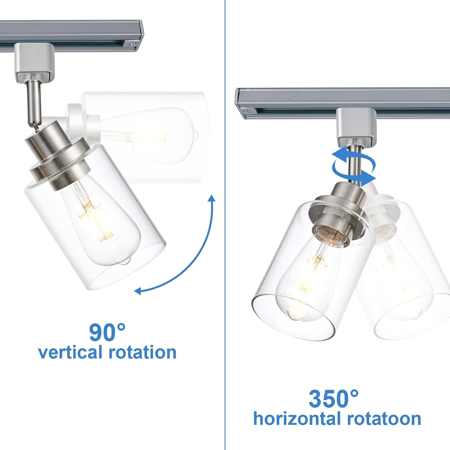 4 Cabezales luz tipo H E26 níquel cepillado vidrio