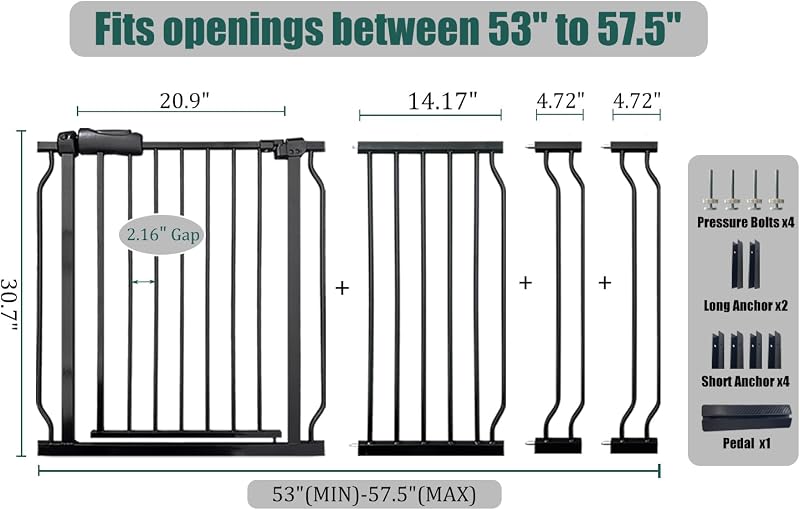 Puerta ancha para bebé y perros 48-53" cierre automático