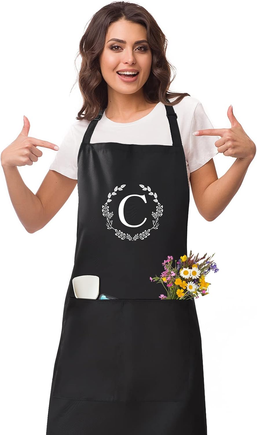 Delantal personalizado con iniciales y lazos