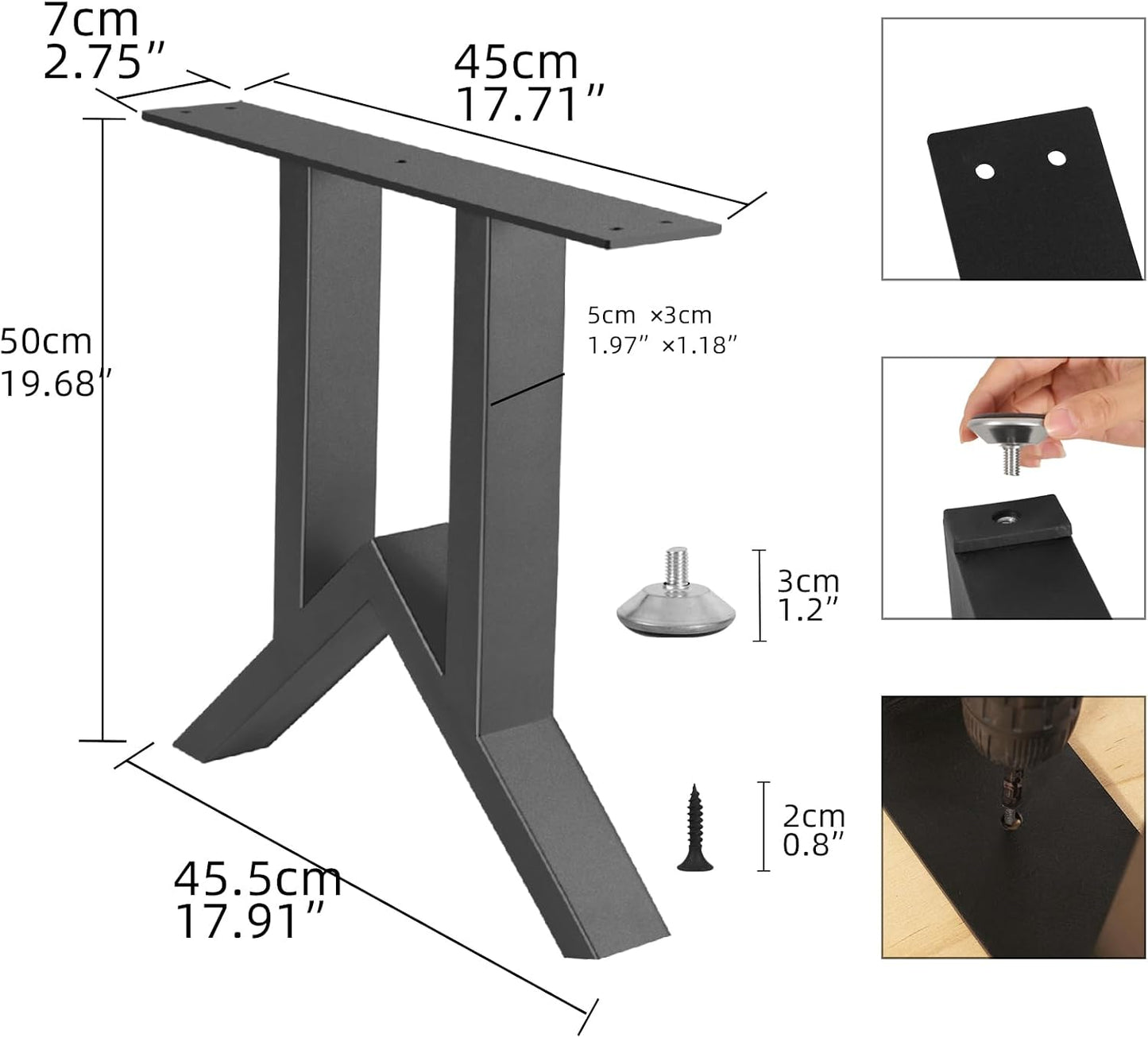 Set 2 patas metal 19pulg escritorio resistente