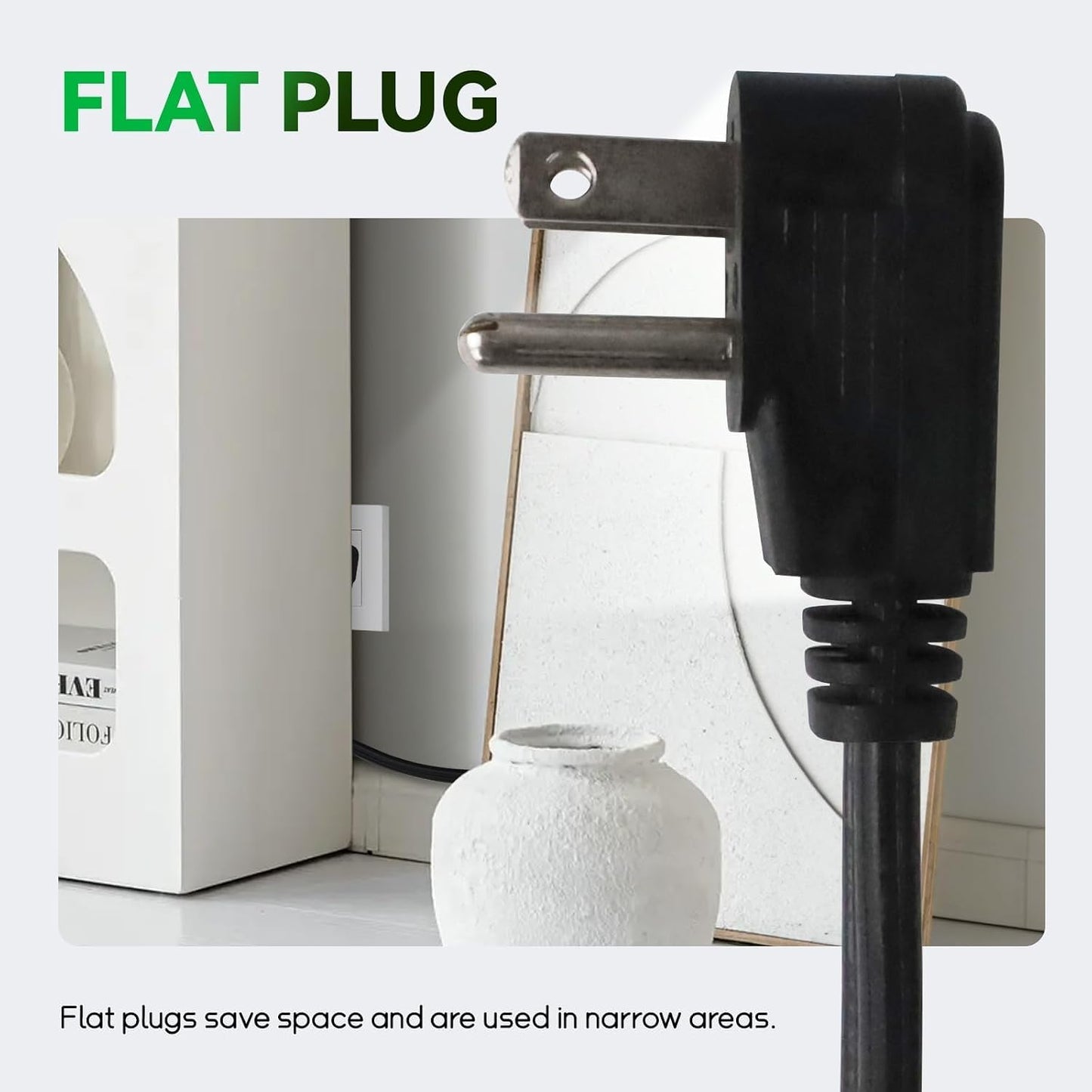 Cable extensión 3ft 3 clavijas con tierra para electrodomésticos