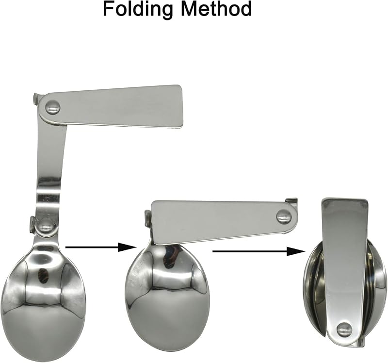 Cuchara y tenedor acero inox 18/10 plegable para ensalada camping