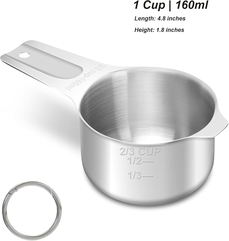 Taza medidora acero inox 5.4oz para cocinar