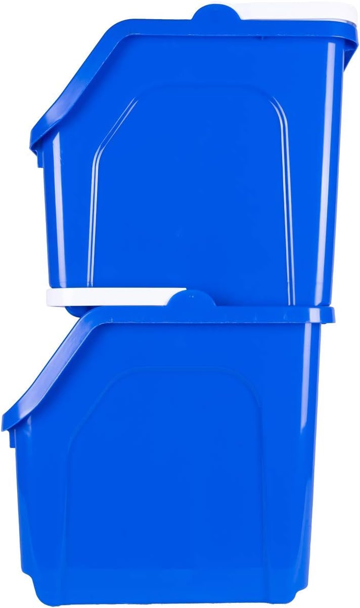 Contenedor reciclaje apilable 6gal azul libre BPA set 2