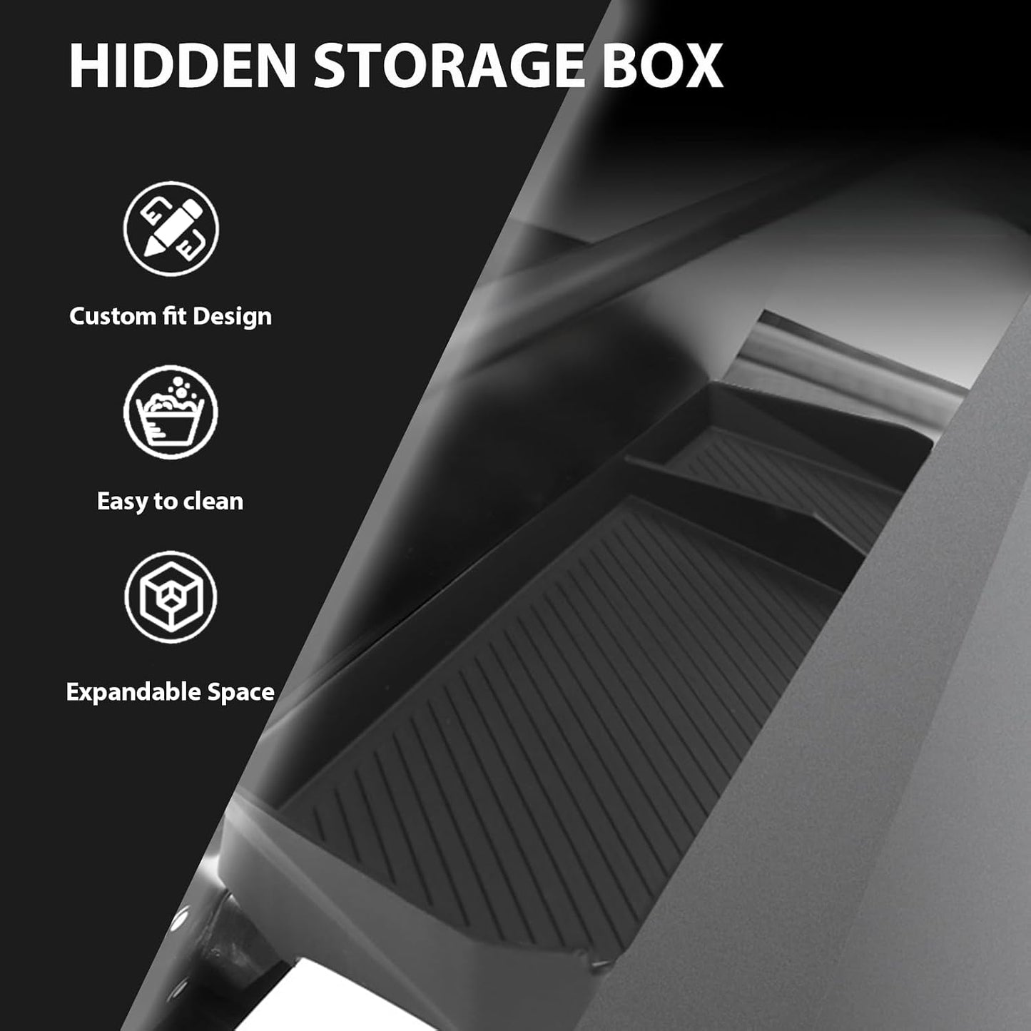 Caja almacenamiento detrás pantalla Tesla Cybertruck 2024-25