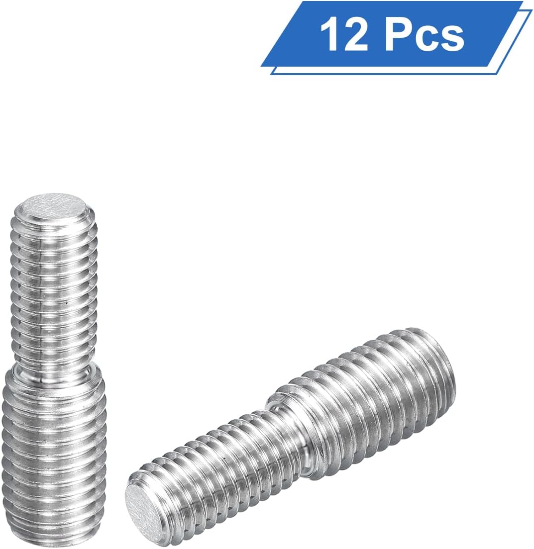 Perno espárrago doble M10x20mm a M12x20mm acero inox 12 pzas