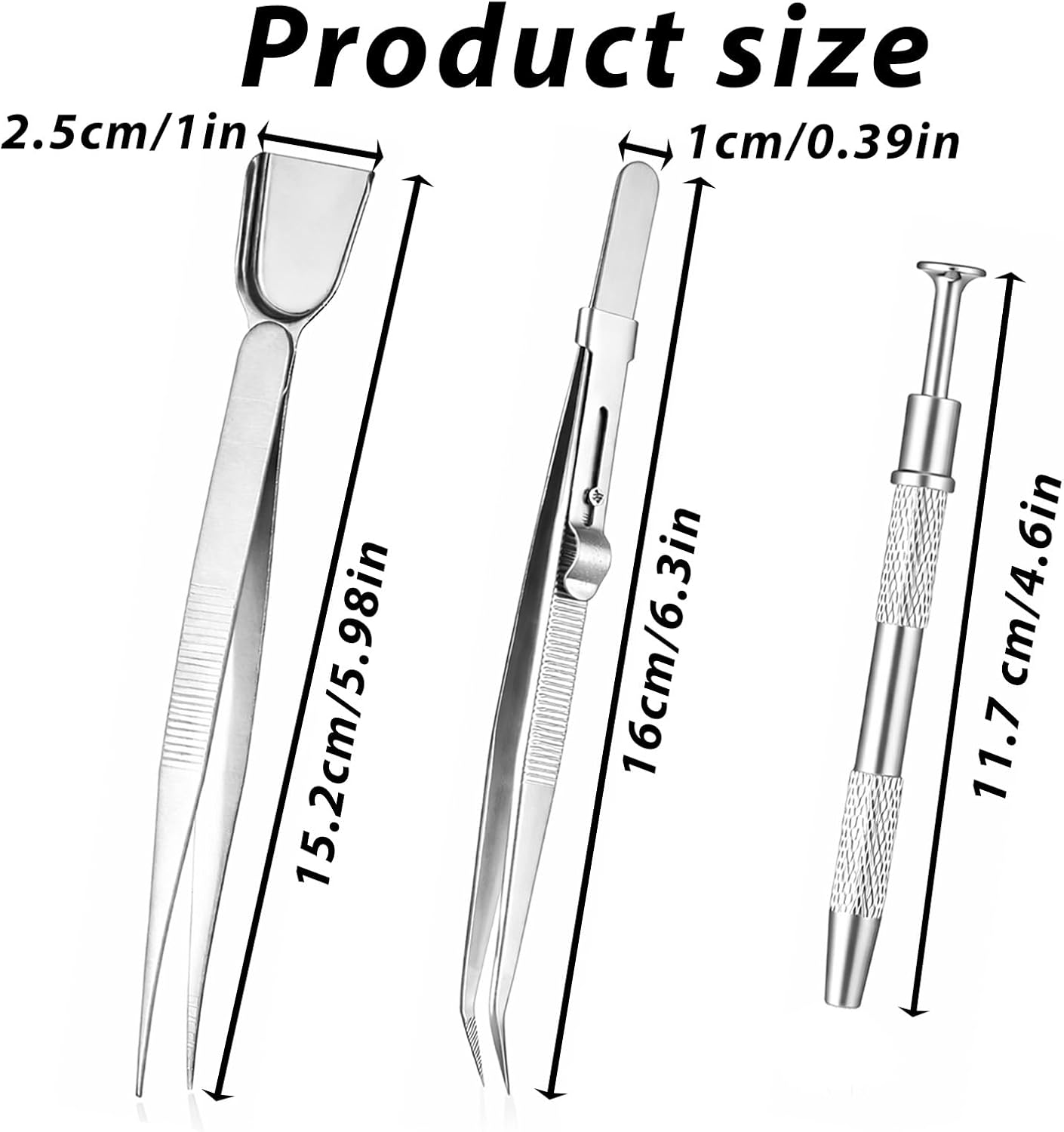 4 herramientas de bolígrafo para decorar pasteles, pinzas con cabeza de pala y dobladas para galletas, magdalenas, joyas, septum y cuentas