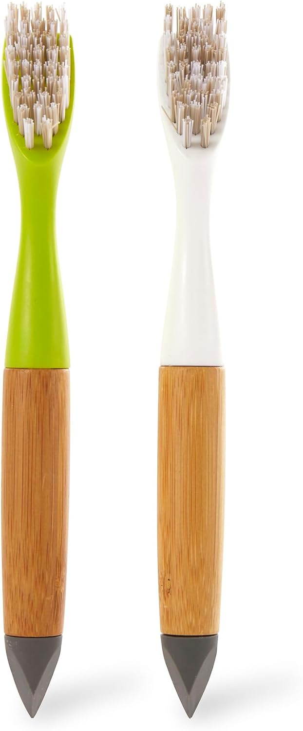 Cepillo ducha profundo cerdas resistentes mango bambú blanco