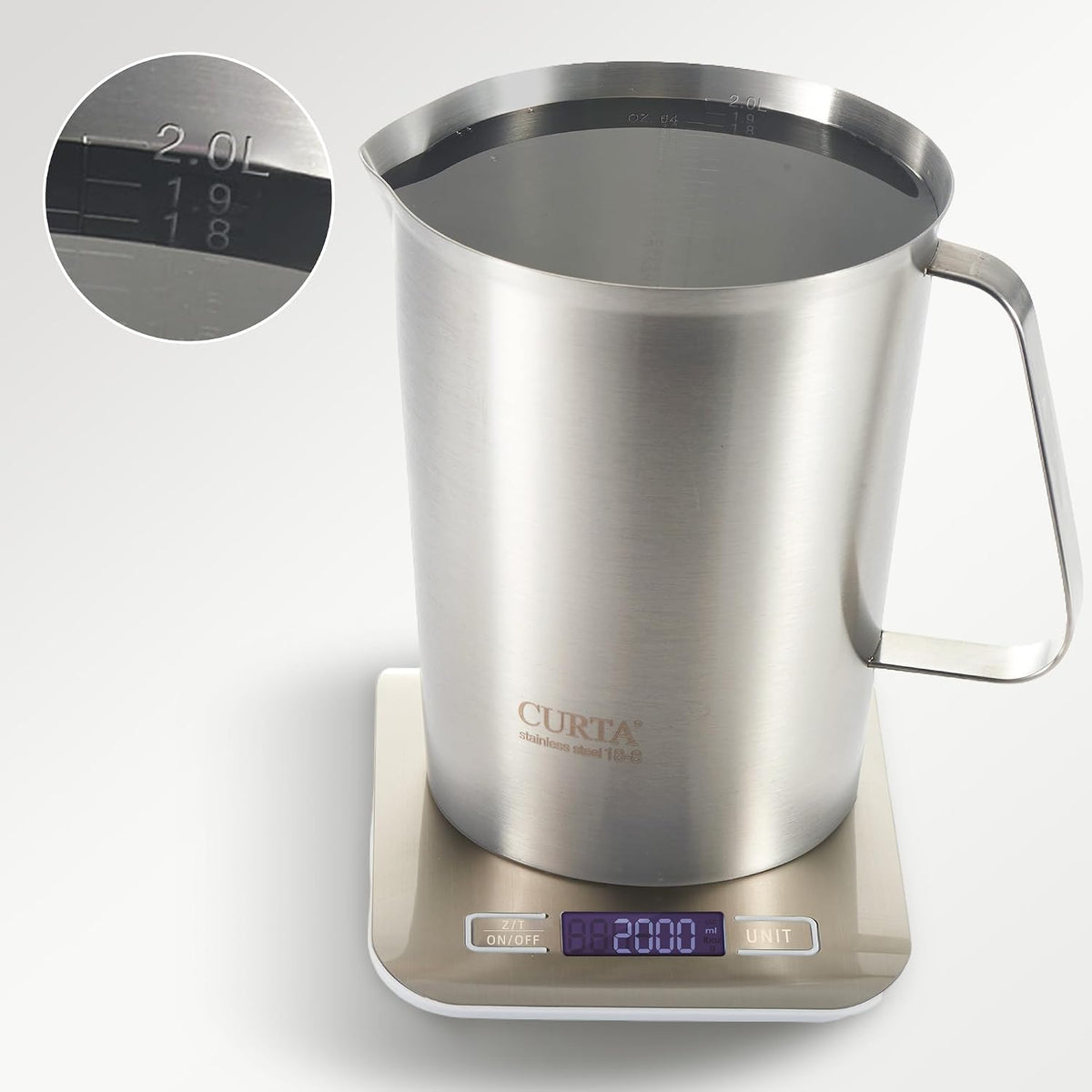 Taza medición acero inox 64oz 2L 8 tazas resistente