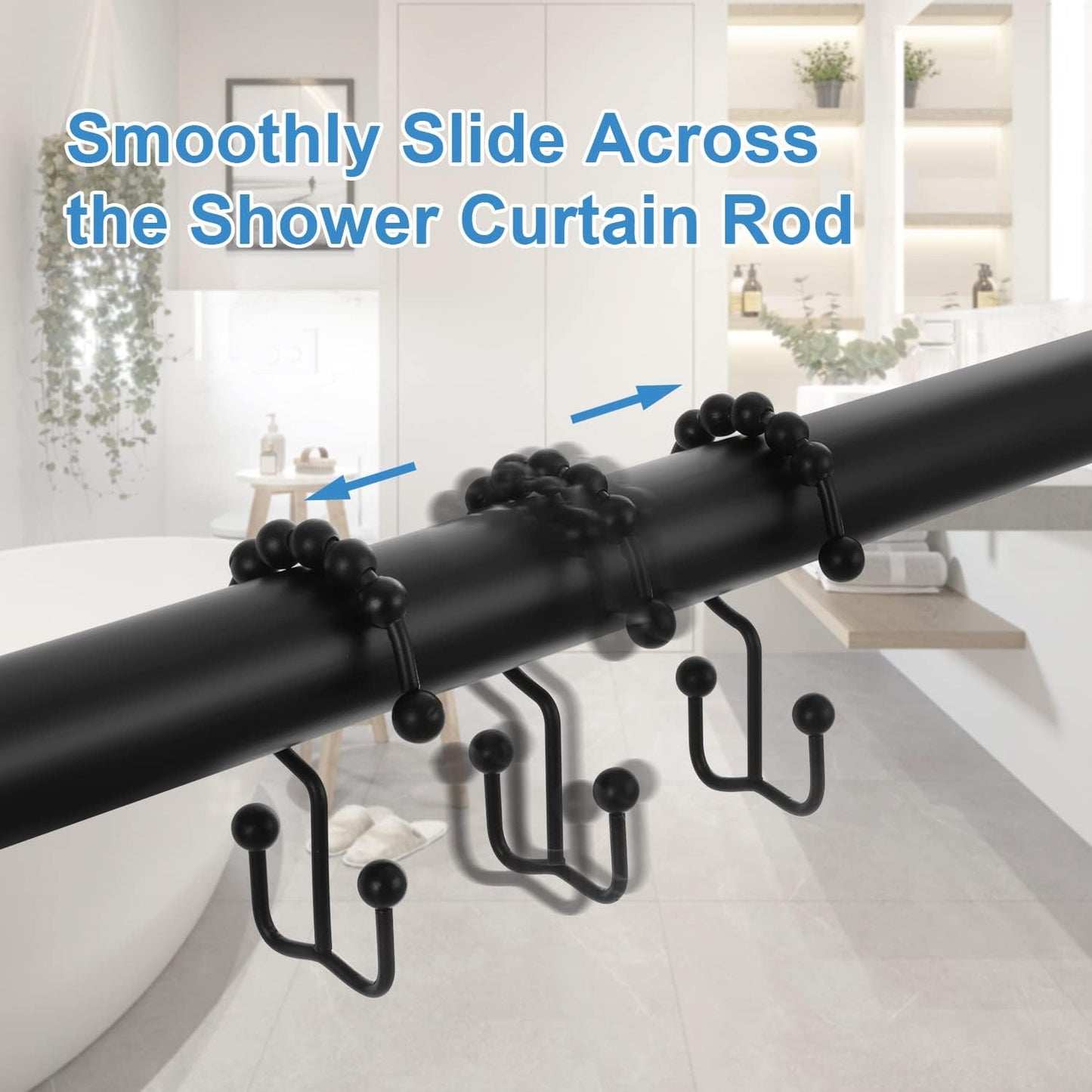 Ganchos ducha doble cara acero inox 12 pzas color negro