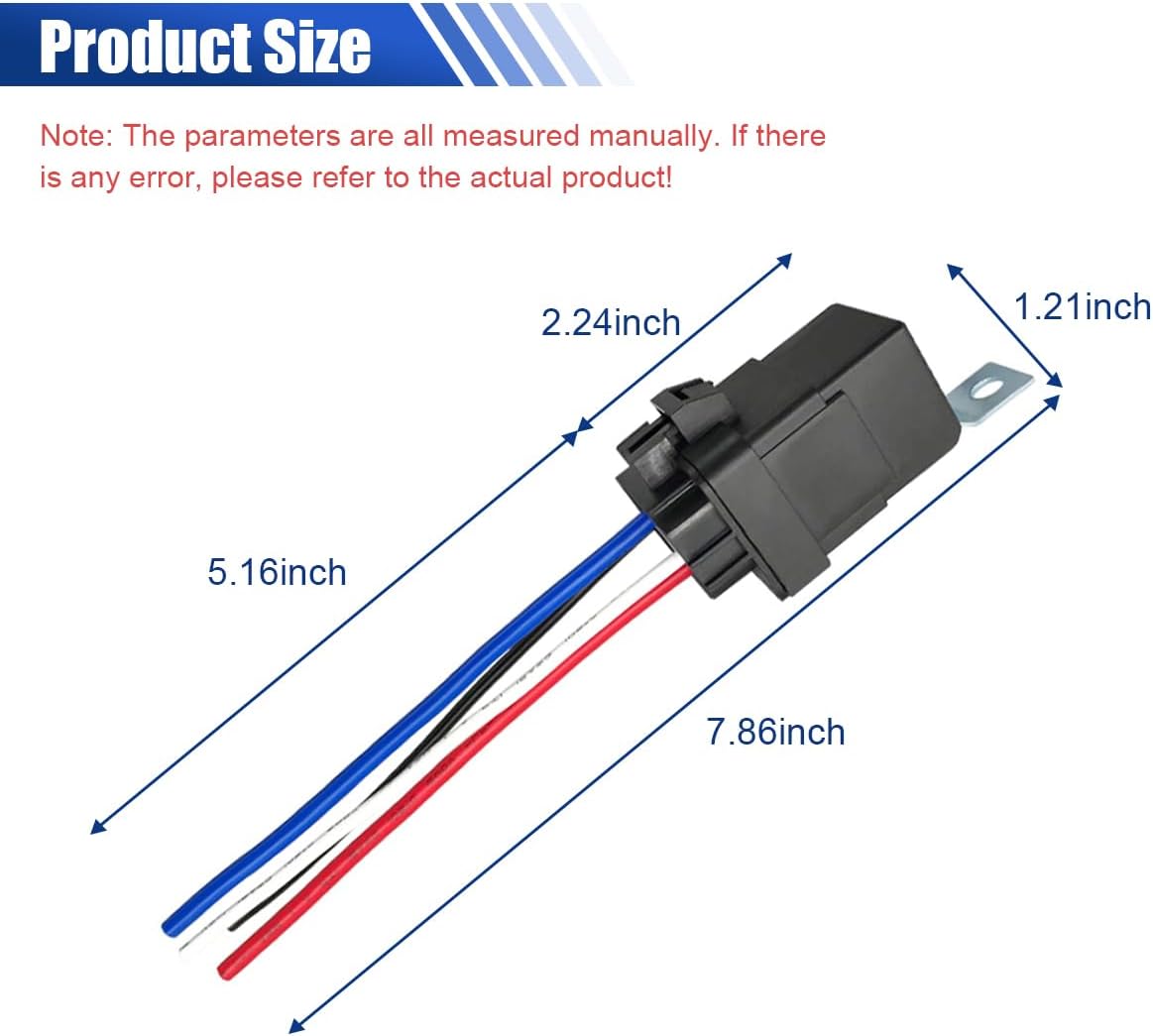 Relé automotriz 4 pines 40/30A 12V CC con cables impermeables