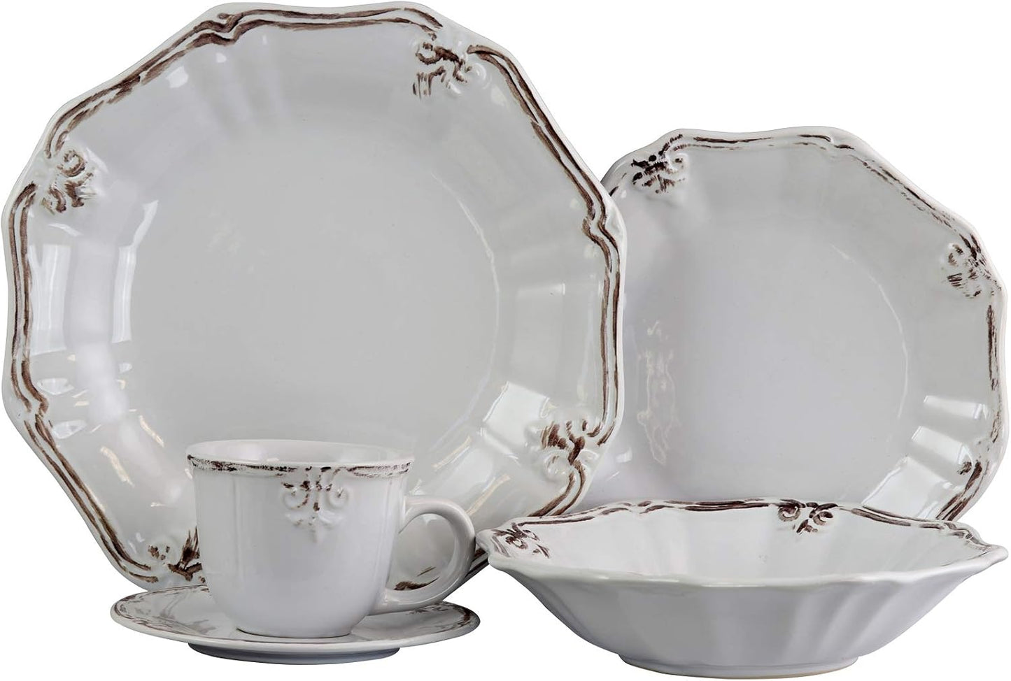 Vajilla Fleur de Lys 20 Pzas Color Blanco