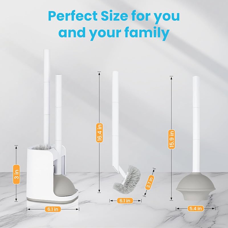Combo desatascador inodoro y cepillo taza baño blanco