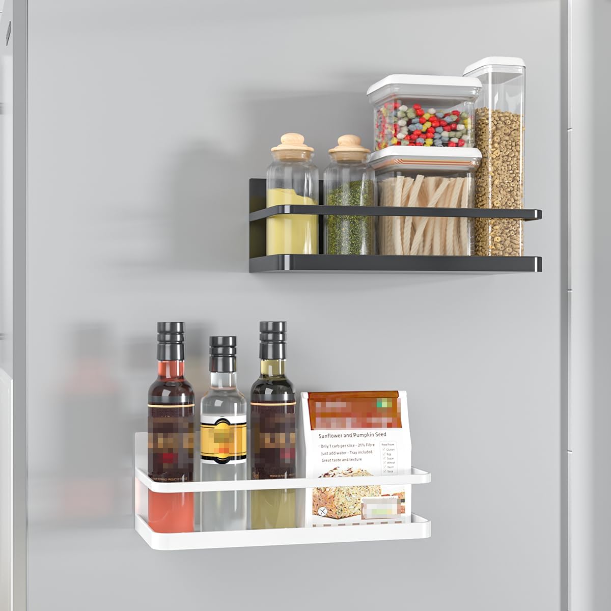 Estante magnético para especias y aceites cocina negro