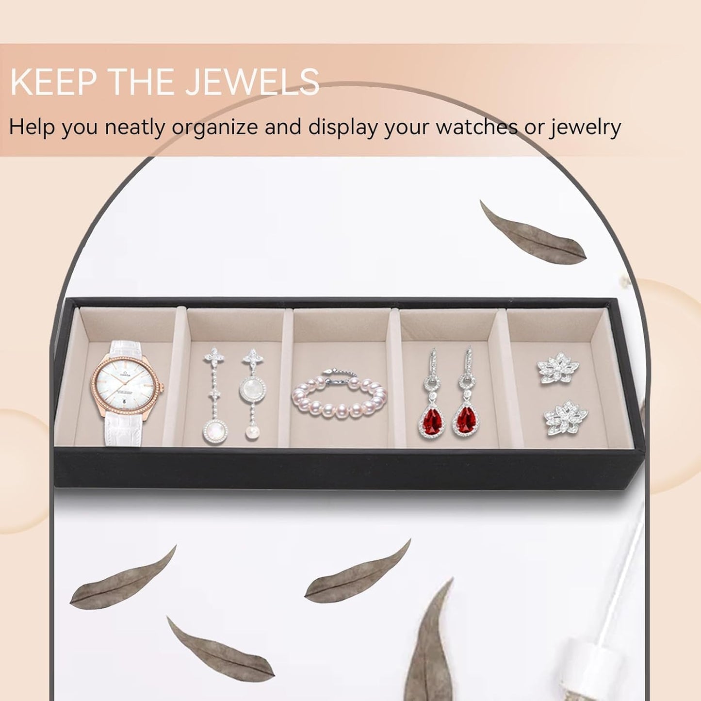 Bandeja terciopelo 5 rejillas para gafas y joyas