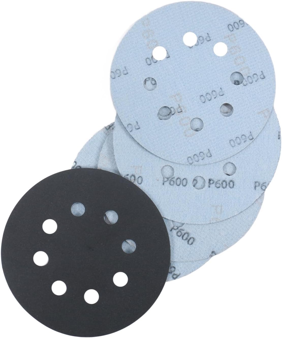 50 Discos Lija 600 5pulg 8 Agujeros Gancho Bucle