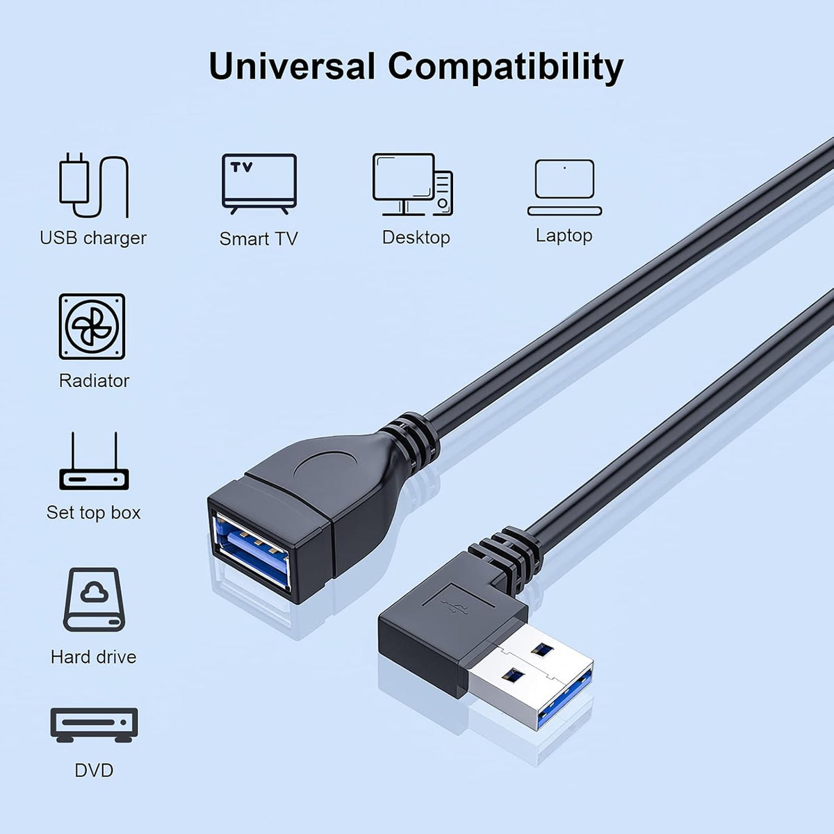 Cable USB 3.0 macho a hembra 2uds 7.9pulg 8pulg