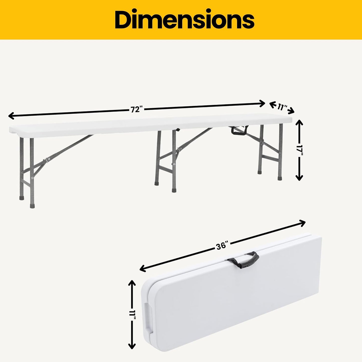Banco plegable plástico 6ft para interiores exteriores