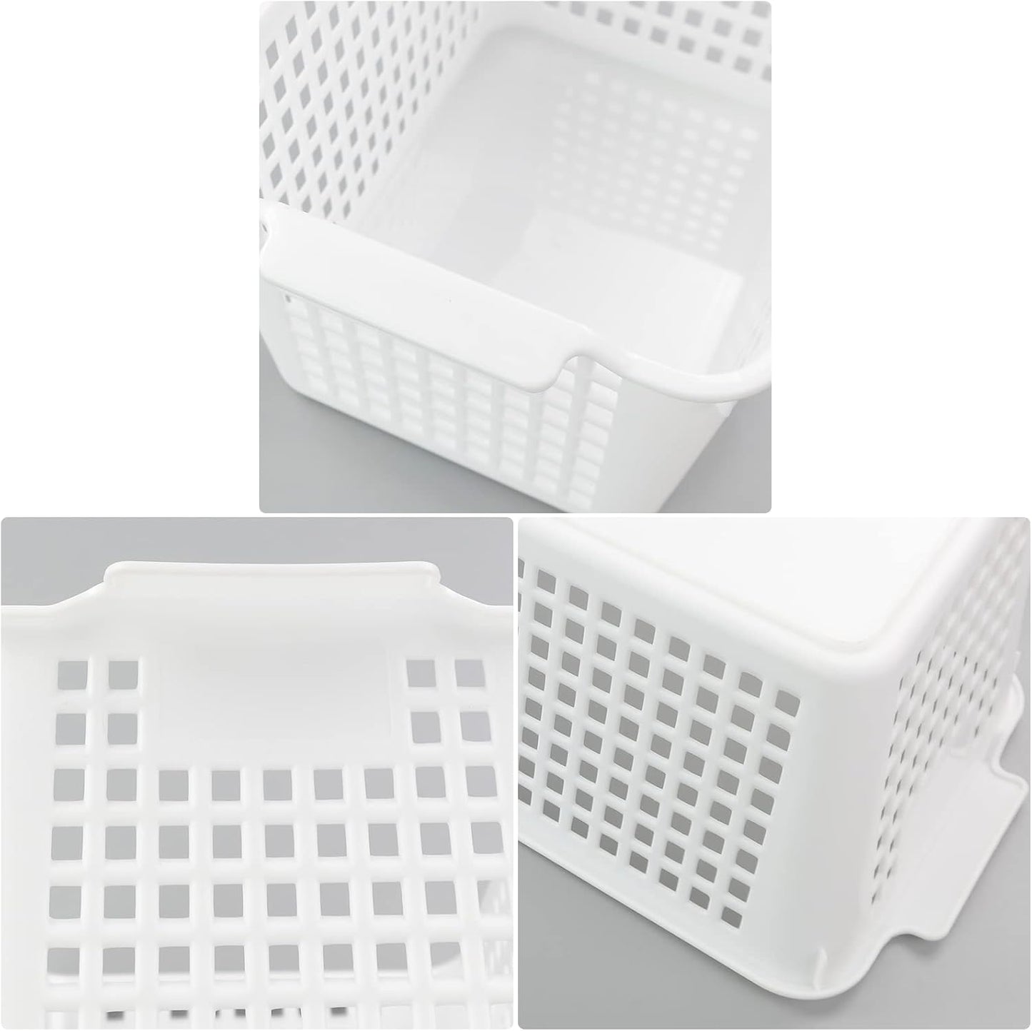 6 Cestas Almacenamiento Plástico Blanco Oficina