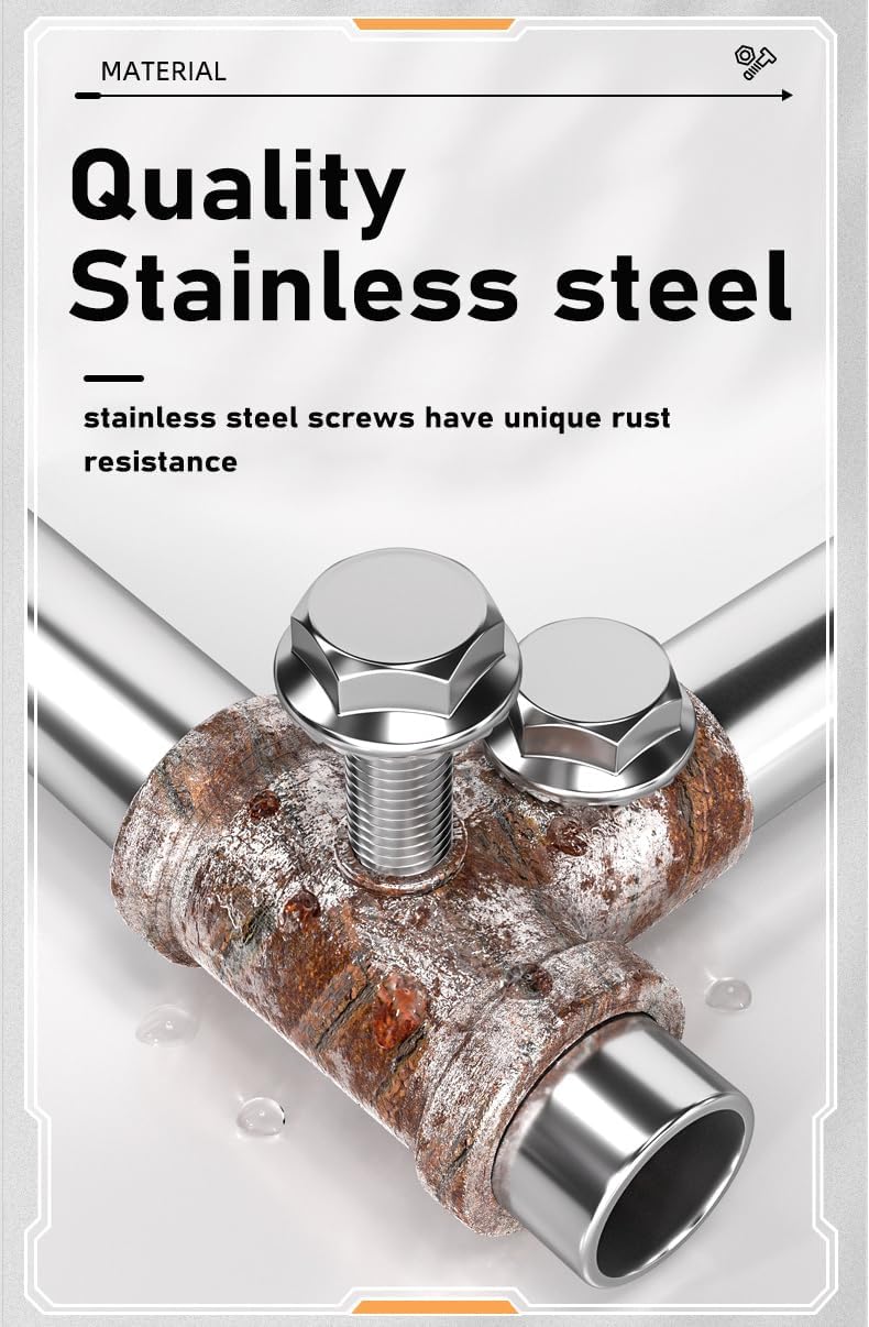 Tornillos hex con brida acero inox 18-8 30 pzas