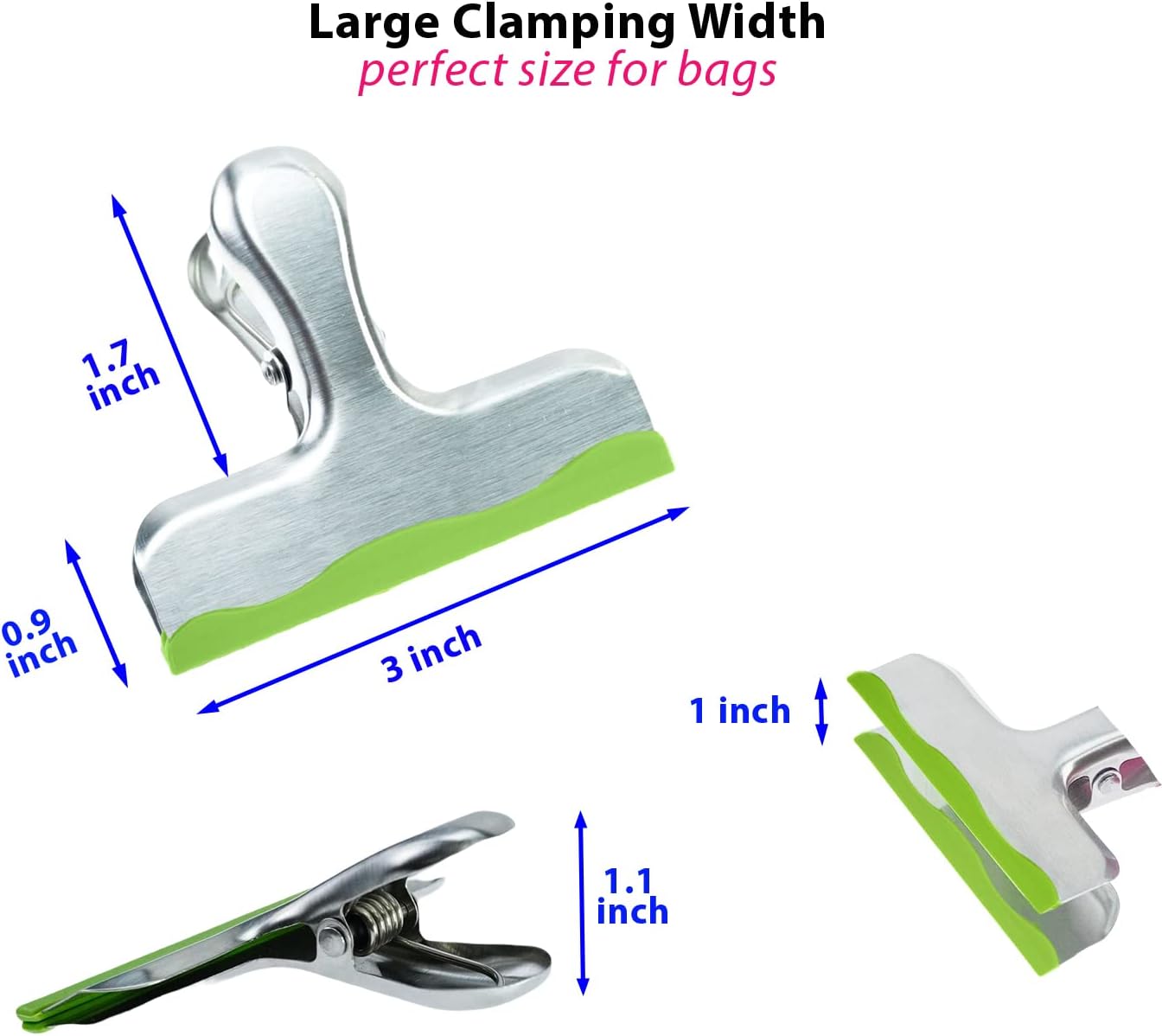 12 Clips Metal Silicona Resistentes para Bolsas Alimentos 3