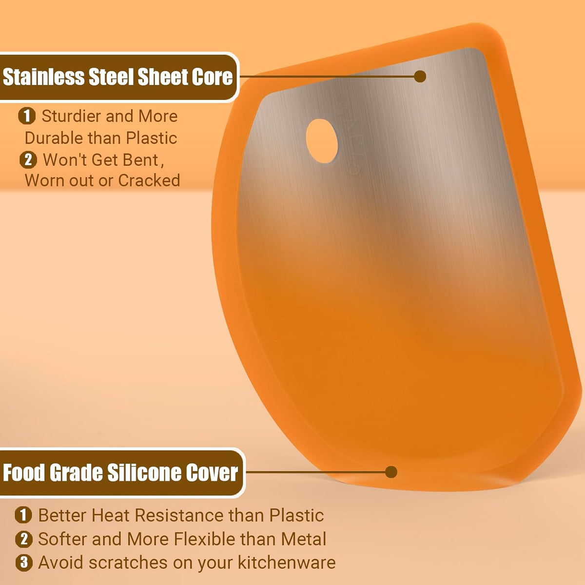Raspador silicona acero inox flexible para hornear y fermentar