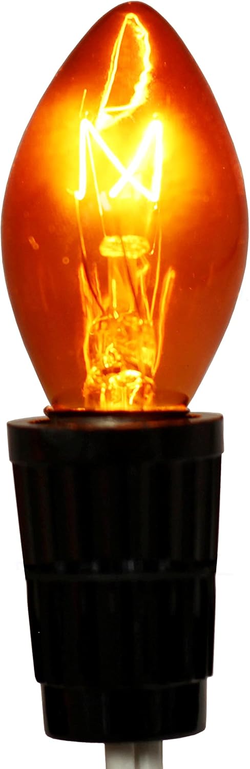 Caja 25 Focos C7 Luz Naranja 7W Candelabro Base