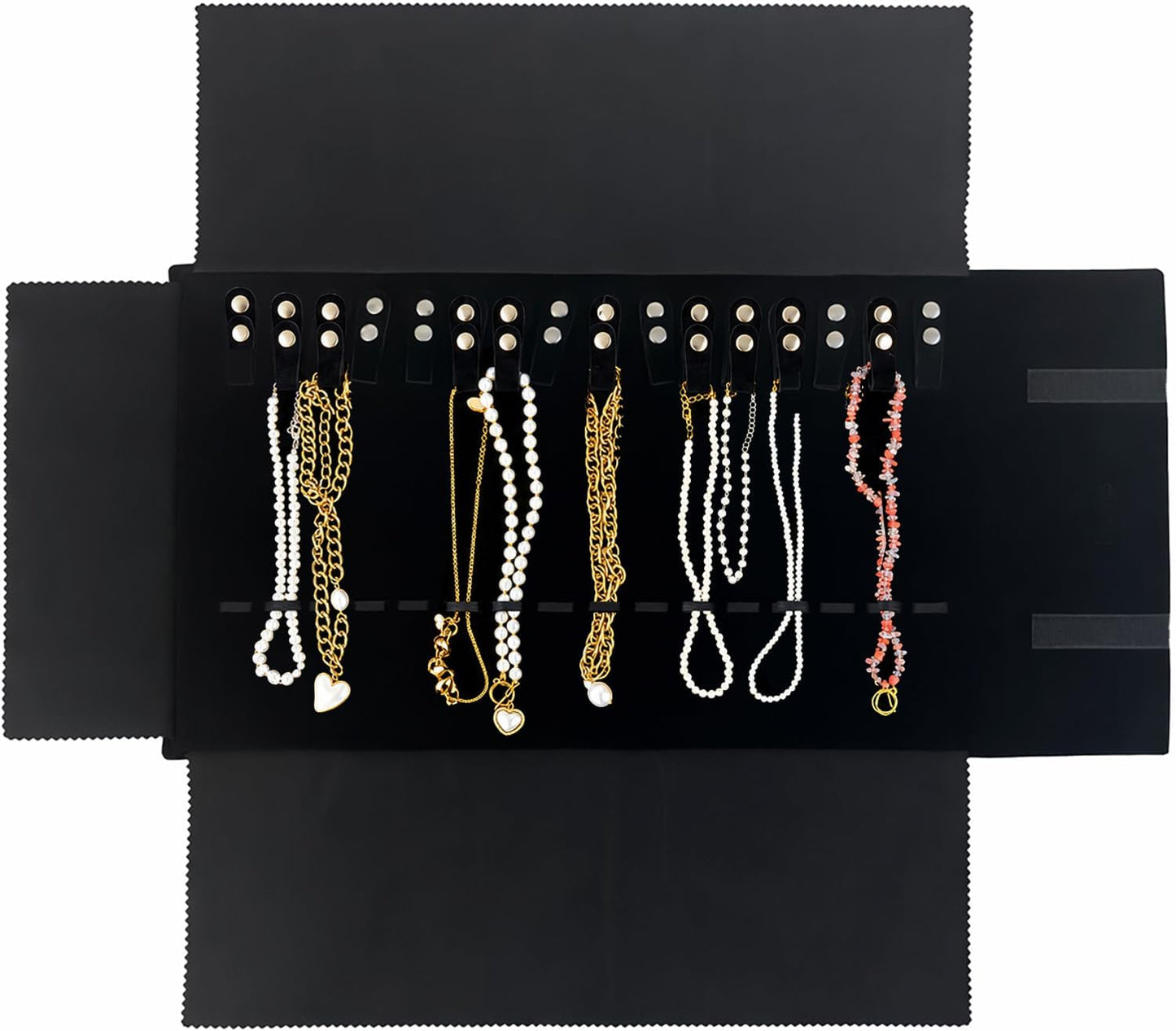 Bolsa organizadora joyas viaje enrollable color negro