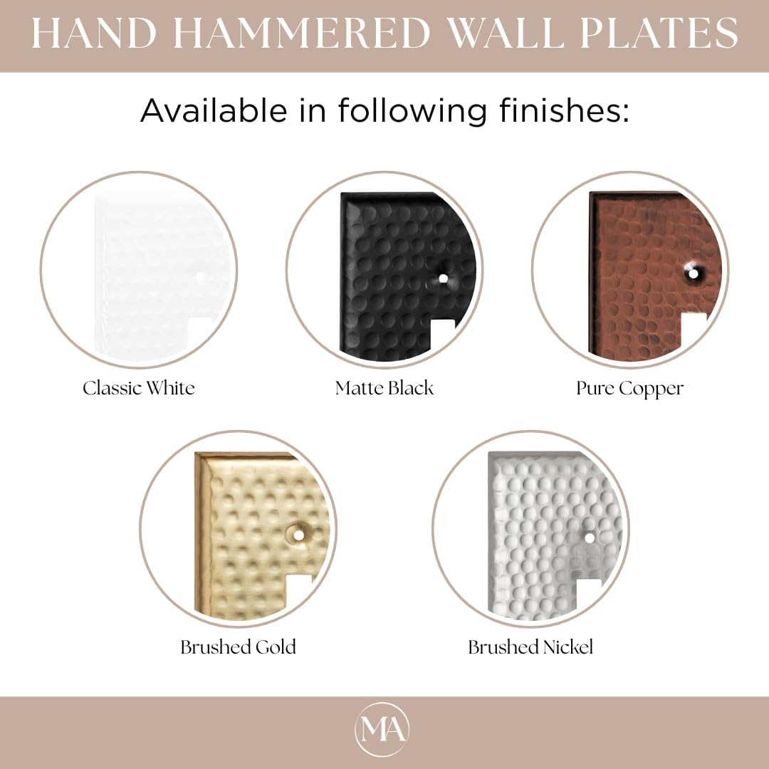 Placa pared interruptor metal martillado negro mate