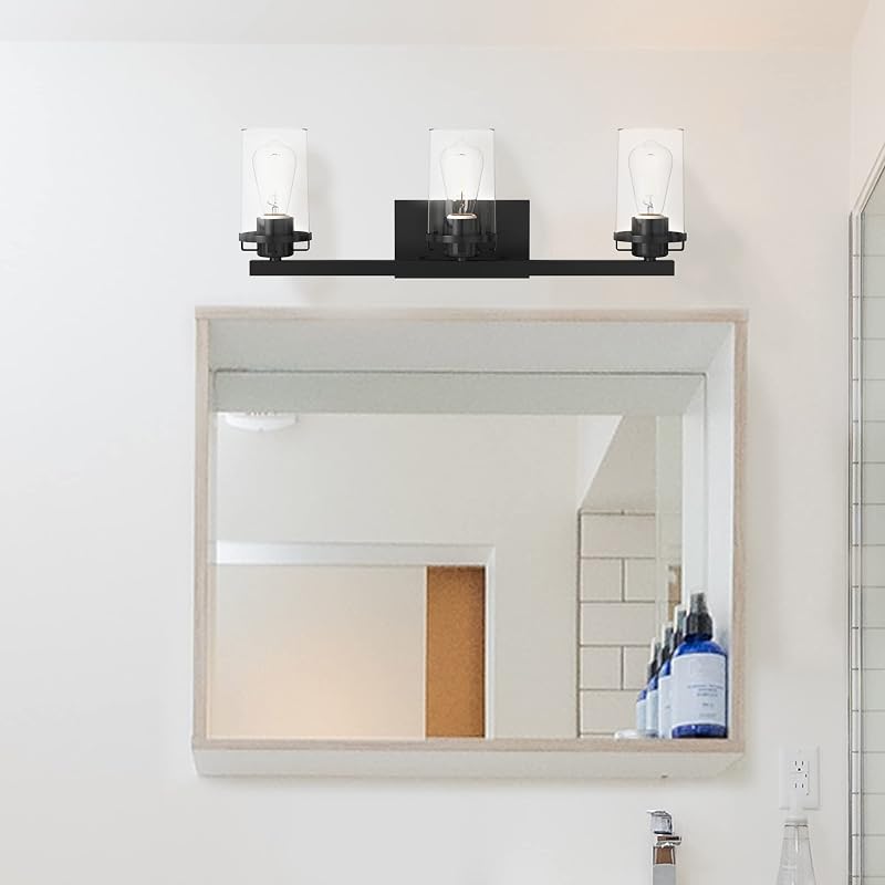 Lámpara de tocador baño 3 luces color negro