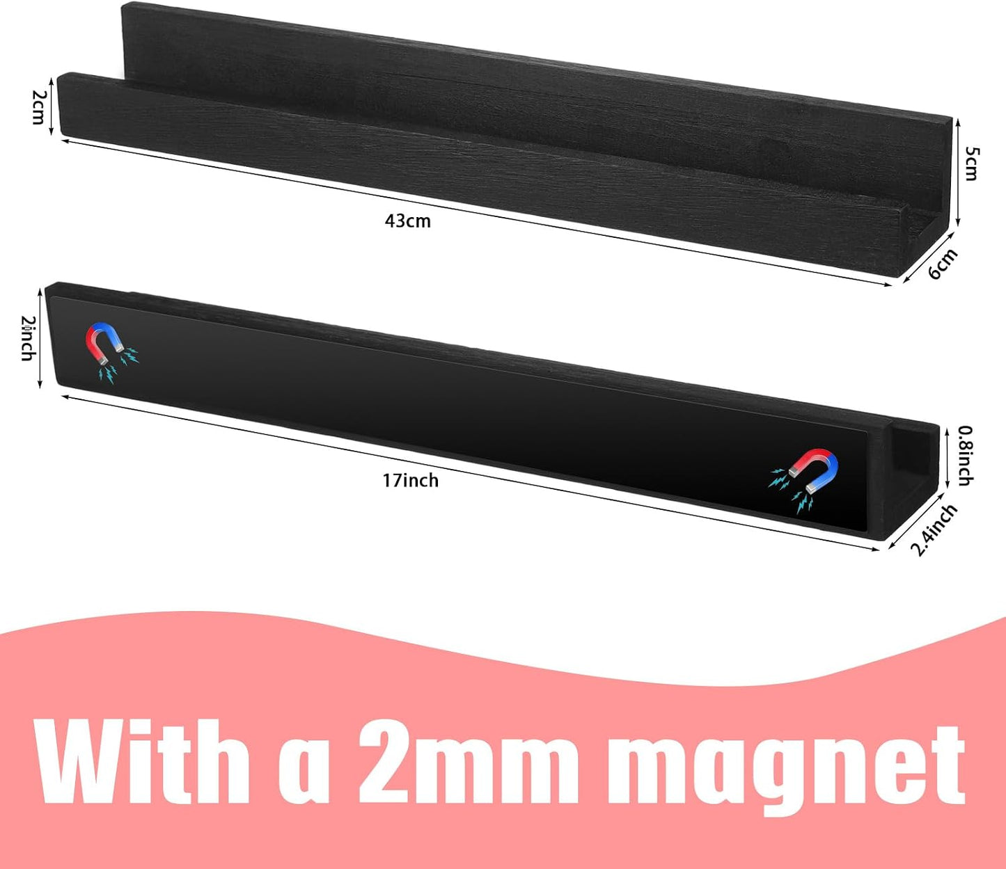 2 Estantes Magnéticos para Pizarra Blanca Negro