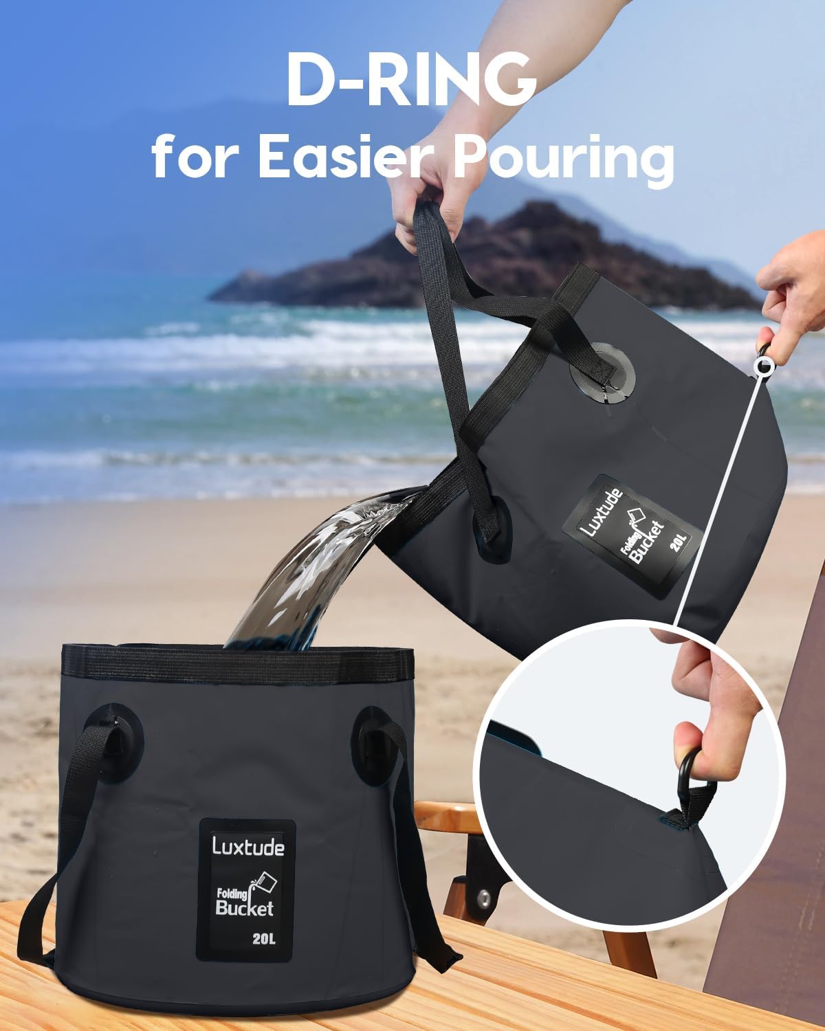 Cubo plegable 5gal portátil para pesca campamento