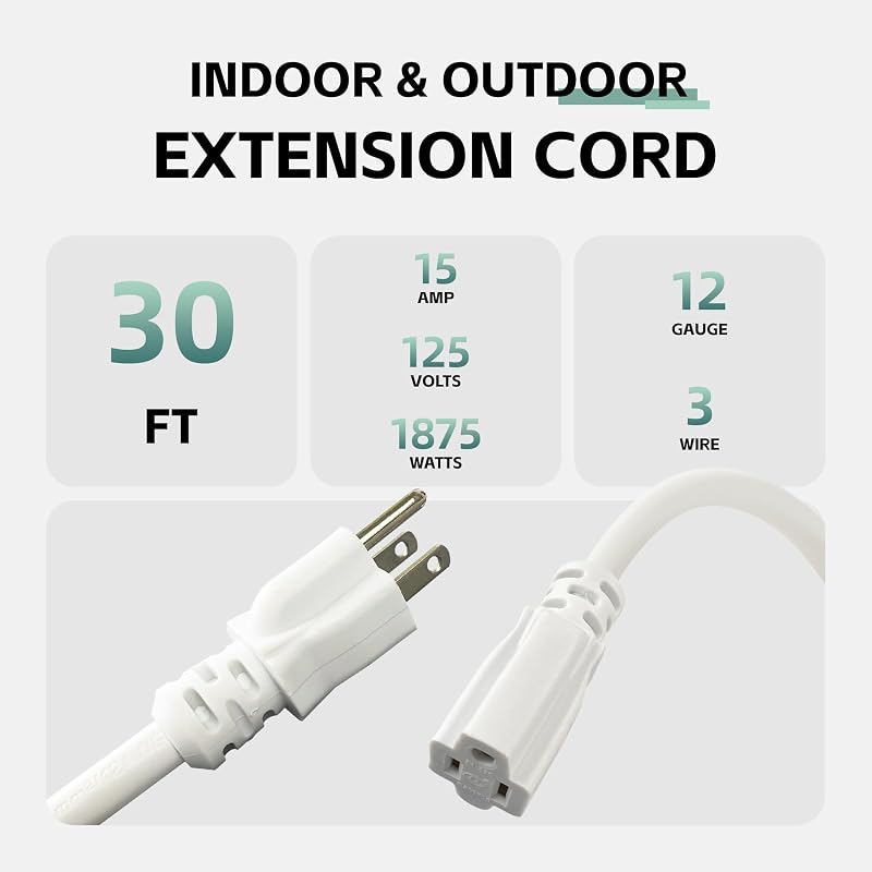 Cable extensión exterior 30ft 12/3 SJTW 3 clavijas