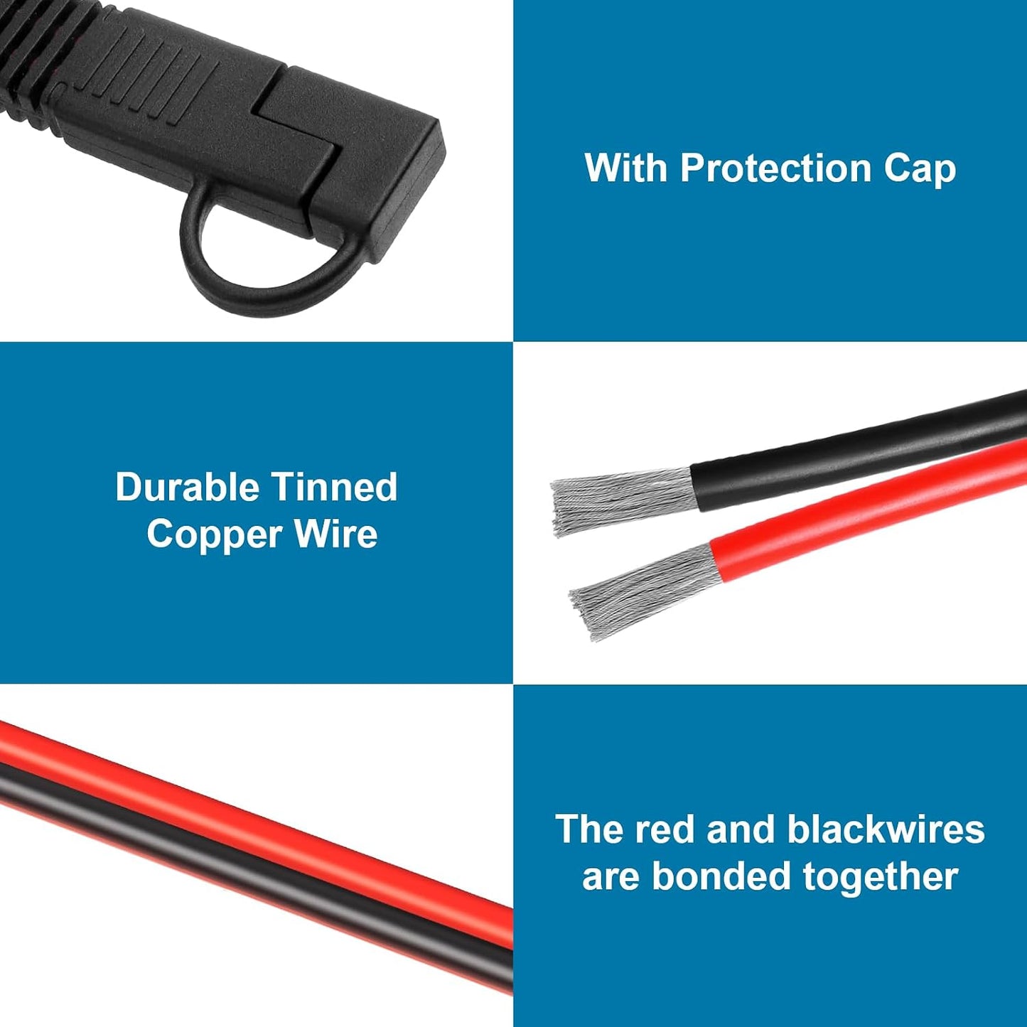 Cable extensión SAE 30ft alambre cobre estañado 10AWG