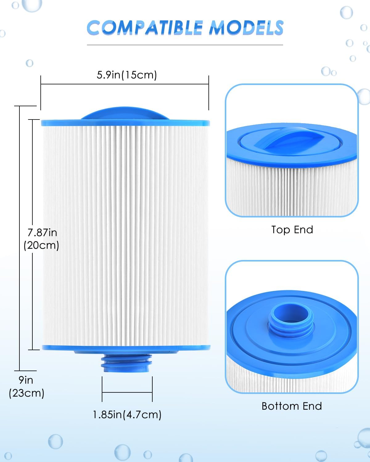 Filtro rosca SAE 1 1/2 pulg comp Pleatco Unicel Filbur 2 Pzas