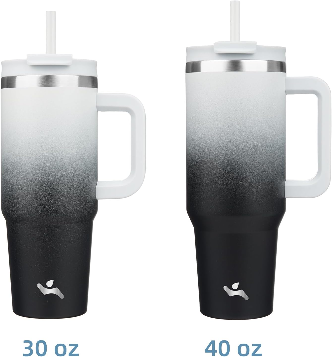 Vaso acero inox 40oz con asa 2 popotes tapa 2en1