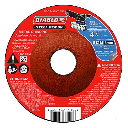 Disco molienda metal cerámica tipo 27 4-1/2x1/4x7/8 pulg