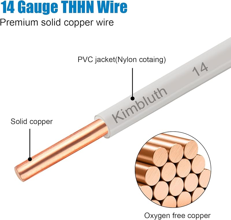 Cable eléctrico OFC 14 AWG 100 ft cobre sólido 600 V