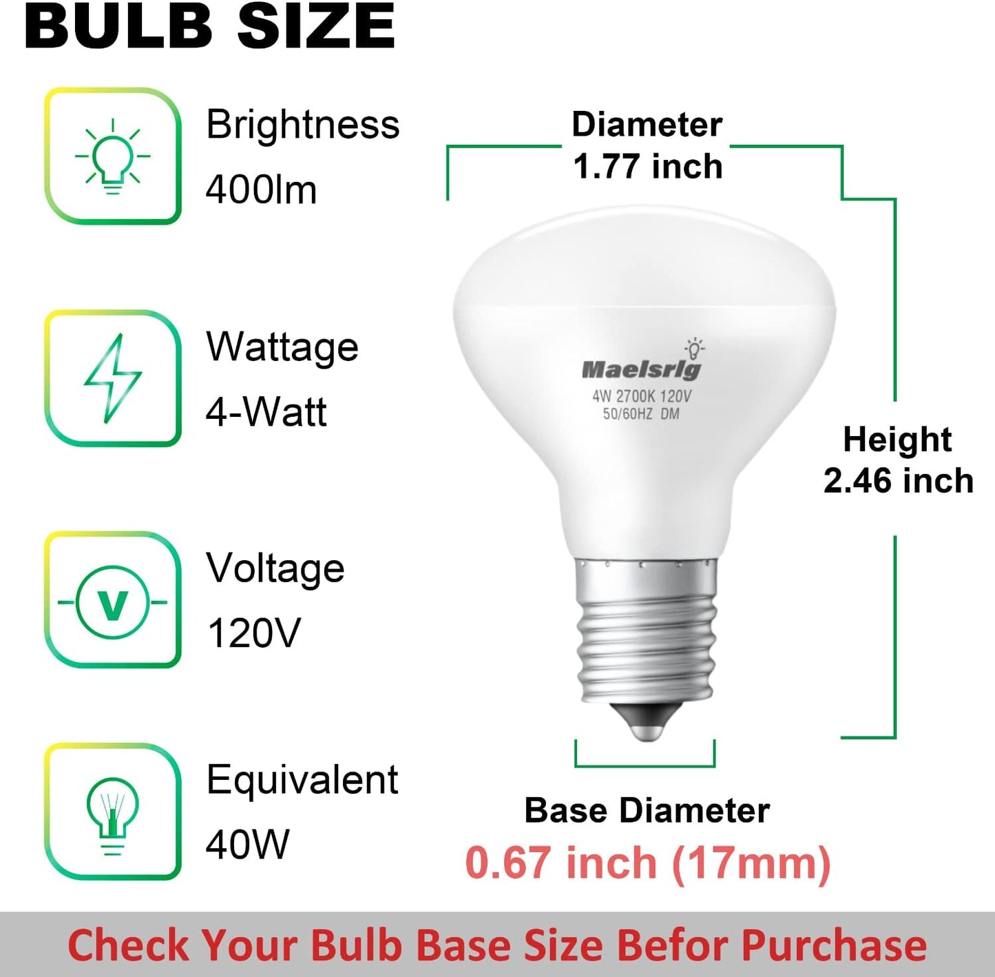 Bombilla LED E17 R14 4W 2700K Pack 6