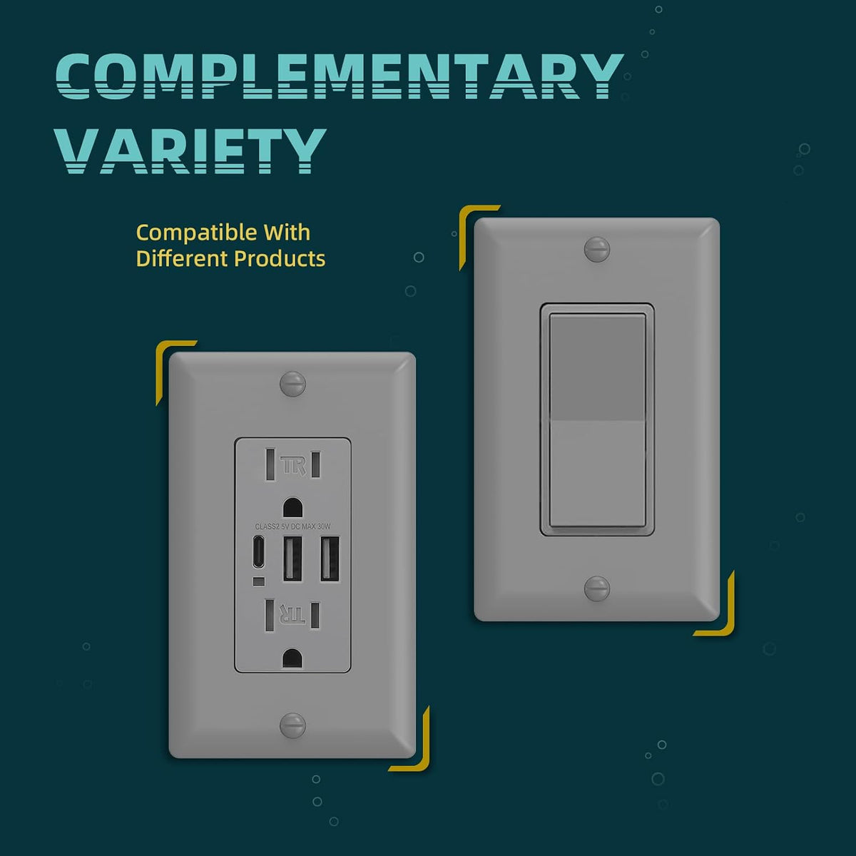 Placa pared decorativa 4.5x2.76pulg gris brillante