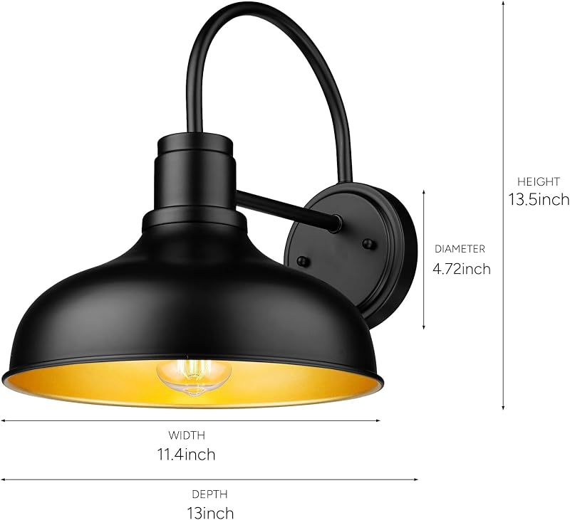 Luz granero exterior aplique pared patio garaje negro