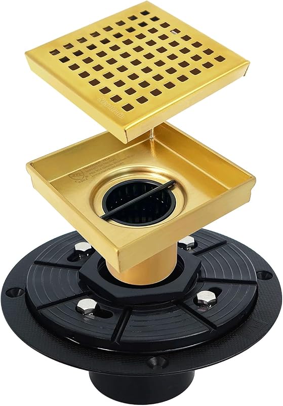 Drenaje ducha 4" dorado cepillado rejilla extraible PVC